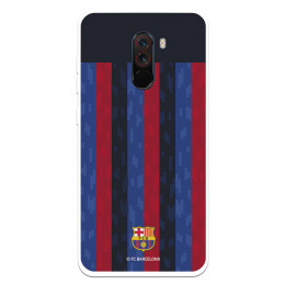 Funda para Xiaomi Pocophone F1 del FC Barcelona Fondo Rayas Verticales  - Licencia Oficial FC Barcelona