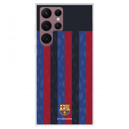 Funda para Samsung Galaxy S22 Ultra del FC Barcelona Fondo Rayas Verticales  - Licencia Oficial FC Barcelona