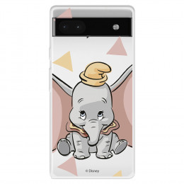 Funda para Google Pixel 6A Oficial de Disney Dumbo Silueta Transparente - Dumbo