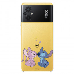 Funda para Xiaomi Poco M5 Oficial de Disney Angel & Stitch Beso - Lilo & Stitch