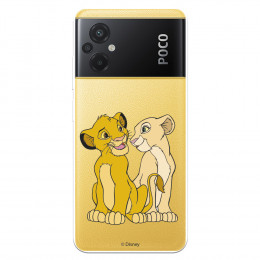 Funda para Xiaomi Poco M5 Oficial de Disney Simba y Nala Silueta - El Rey León