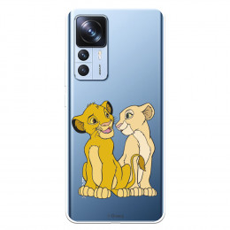 Funda para Xiaomi 12T Pro Oficial de Disney Simba y Nala Silueta - El Rey León