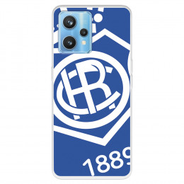 Funda para Realme 9 4G del Real Club Recreativo de Huelva Escudo Fondo Azul  - Licencia Oficial Real Club Recreativo de Huelva