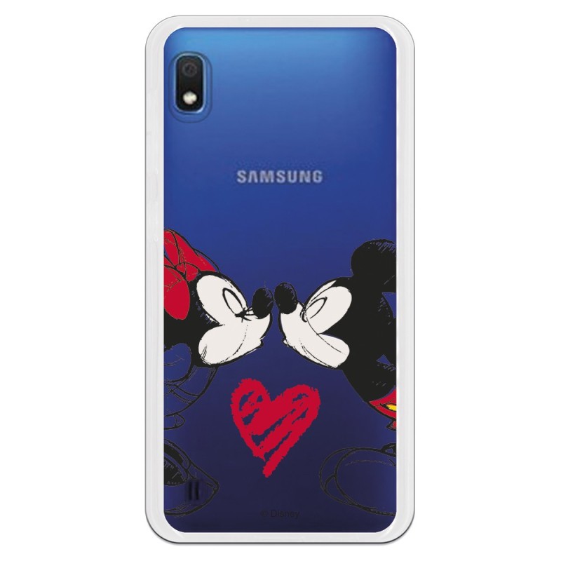 Funda para Samsung Galaxy A10 Oficial de Disney Mickey y Minnie Beso - Clásicos Disney