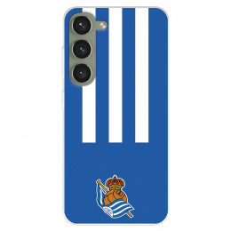 Funda para Samsung Galaxy S23+ del Real Sociedad de Fútbol rayas verticales  - Licencia Oficial Real Sociedad de Fútbol