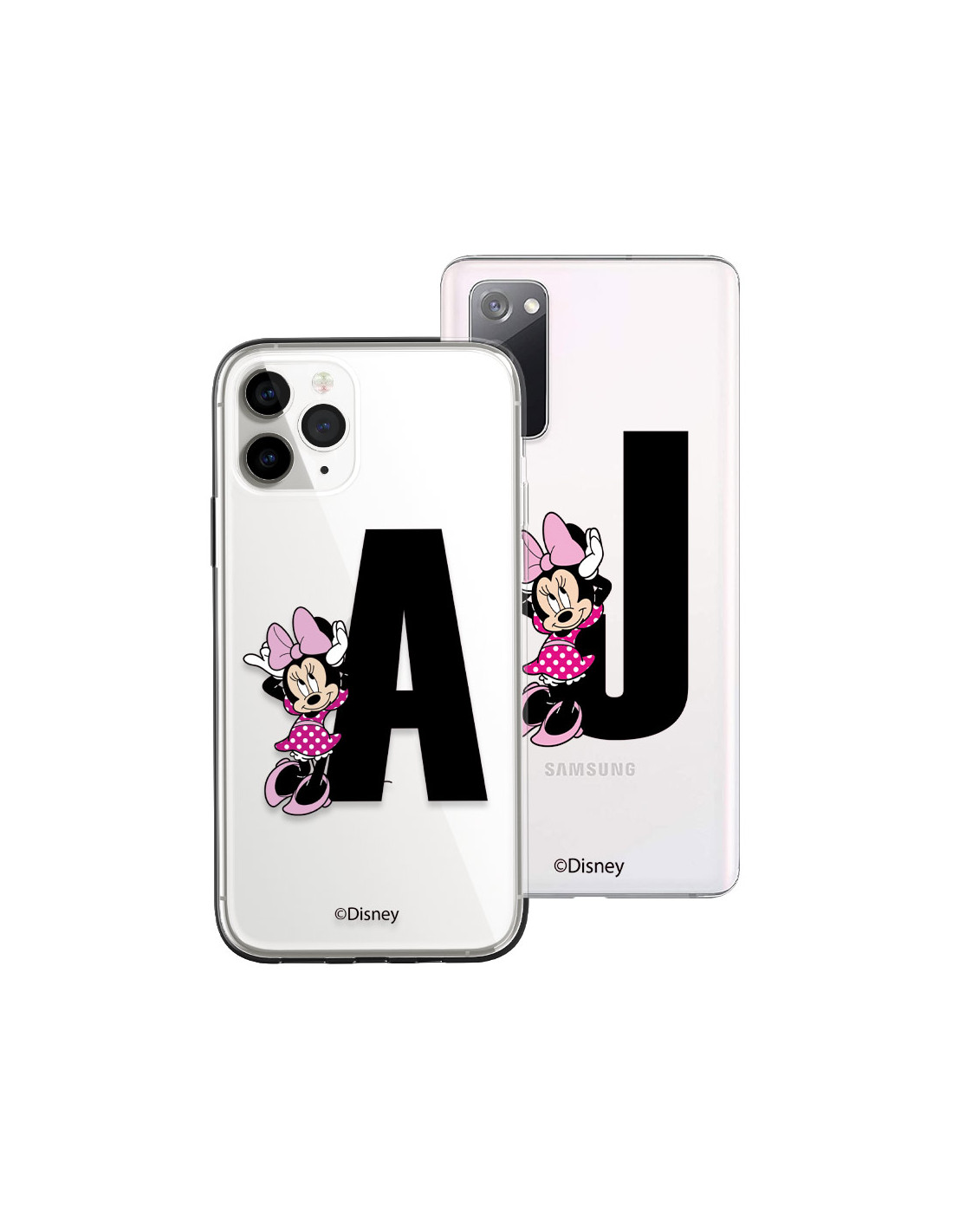 Coque Téléphone Portable Personnalisée Disney avec tes Initiales Minnie  Vestido Rose - Licence Officielle de Disney
