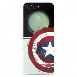 Funda para Samsung Galaxy Z Flip 5 Oficial de Marvel Capitán América Escudo Transparente - Marvel