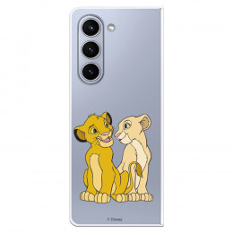 Funda para Samsung Galaxy Z Fold 5 Oficial de Disney Simba y Nala Silueta - El Rey León