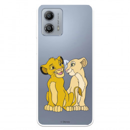 Funda para Motorola Moto G53 5G Oficial de Disney Simba y Nala Silueta - El Rey León