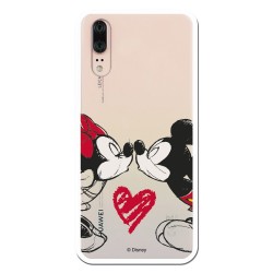 Funda para Huawei P20 Oficial de Disney Mickey y Minnie Beso - Clásicos Disney