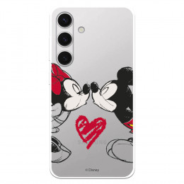 Funda para Samsung Galaxy S24 Oficial de Disney Mickey y Minnie Beso - Clásicos Disney
