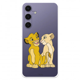 Funda para Samsung Galaxy S24 Plus Oficial de Disney Simba y Nala Silueta - El Rey León