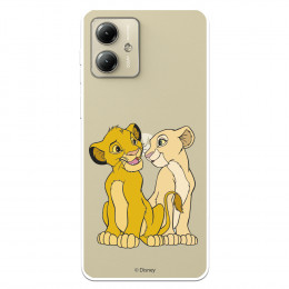 Funda para Motorola Edge 40 Neo Oficial de Disney Simba y Nala Silueta - El Rey León