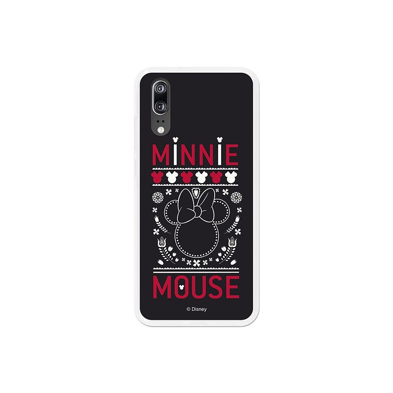 Funda Oficial Disney Minnie, Negro Bordado Huawei P20