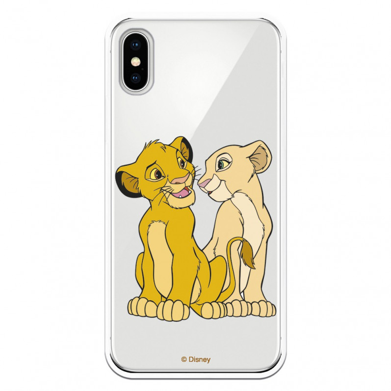 Carcasa Oficial Disney Simba y Nala transparente para iPhone X - El Rey León- La Casa de las Carcasas