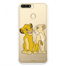 Carcasa Oficial Disney Simba y Nala transparente para Huawei Y6 2018 - El Rey León- La Casa de las Carcasas