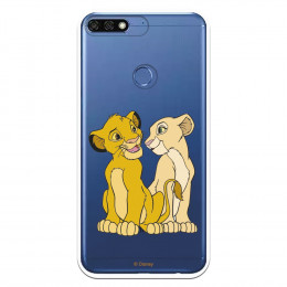 Carcasa Oficial Disney Simba y Nala transparente para Huawei Y7 2018 - El Rey León- La Casa de las Carcasas