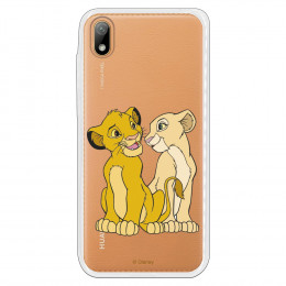 Carcasa Oficial Disney Simba y Nala transparente para Huawei Y5 2019 - El Rey León- La Casa de las Carcasas