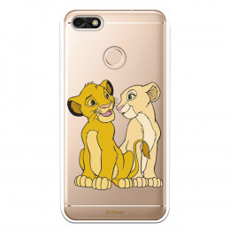 Carcasa Oficial Disney Simba y Nala transparente para Huawei Y6 Pro 2017 - El Rey León- La Casa de las Carcasas
