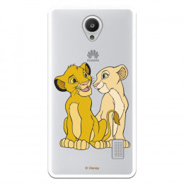 Carcasa Oficial Disney Simba y Nala transparente para Huawei Ascend Y635 - El Rey León- La Casa de las Carcasas