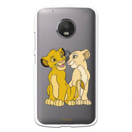 Carcasa Oficial Disney Simba y Nala transparente para Moto G5 - El Rey León- La Casa de las Carcasas