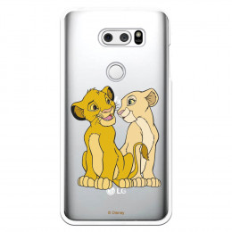 Carcasa Oficial Disney Simba y Nala transparente para LG V30 - El Rey León- La Casa de las Carcasas