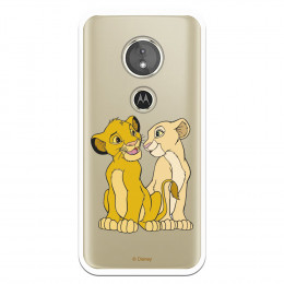 Carcasa Oficial Disney Simba y Nala transparente para Motorola Moto E5 - El Rey León- La Casa de las Carcasas