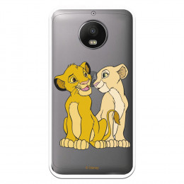 Carcasa Oficial Disney Simba y Nala transparente para Motorola Moto G5s - El Rey León- La Casa de las Carcasas