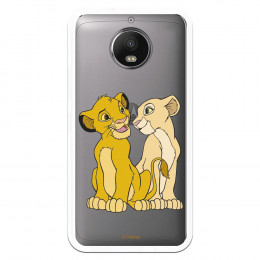 Carcasa Oficial Disney Simba y Nala transparente para Motorola Moto G5s Plus - El Rey León- La Casa de las Carcasas