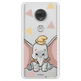 Carcasa Oficial Disney Dumbo silueta transparente para Motorola Moto G7 - Dumbo- La Casa de las Carcasas