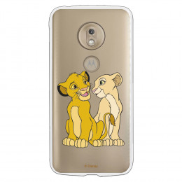 Carcasa Oficial Disney Simba y Nala transparente para Motorola Moto G7 Play - El Rey León- La Casa de las Carcasas