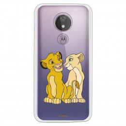 Carcasa Oficial Disney Simba y Nala transparente para Motorola Moto G7 Power - El Rey León- La Casa de las Carcasas