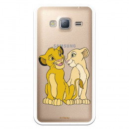 Carcasa Oficial Disney Simba y Nala transparente para Samsung Galaxy J3 - El Rey León- La Casa de las Carcasas