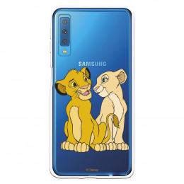 Carcasa Oficial Disney Simba y Nala transparente para Samsung Galaxy A7 2018 - El Rey León- La Casa de las Carcasas