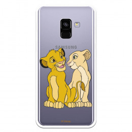 Carcasa Oficial Disney Simba y Nala transparente para Samsung Galaxy A8 2018 - El Rey León- La Casa de las Carcasas