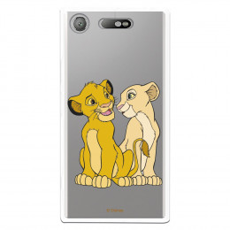 Carcasa Oficial Disney Simba y Nala transparente para Sony Xperia XZ1 - El Rey León- La Casa de las Carcasas
