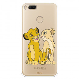 Carcasa Oficial Disney Simba y Nala transparente para Xiaomi Mi A1 - El Rey León- La Casa de las Carcasas