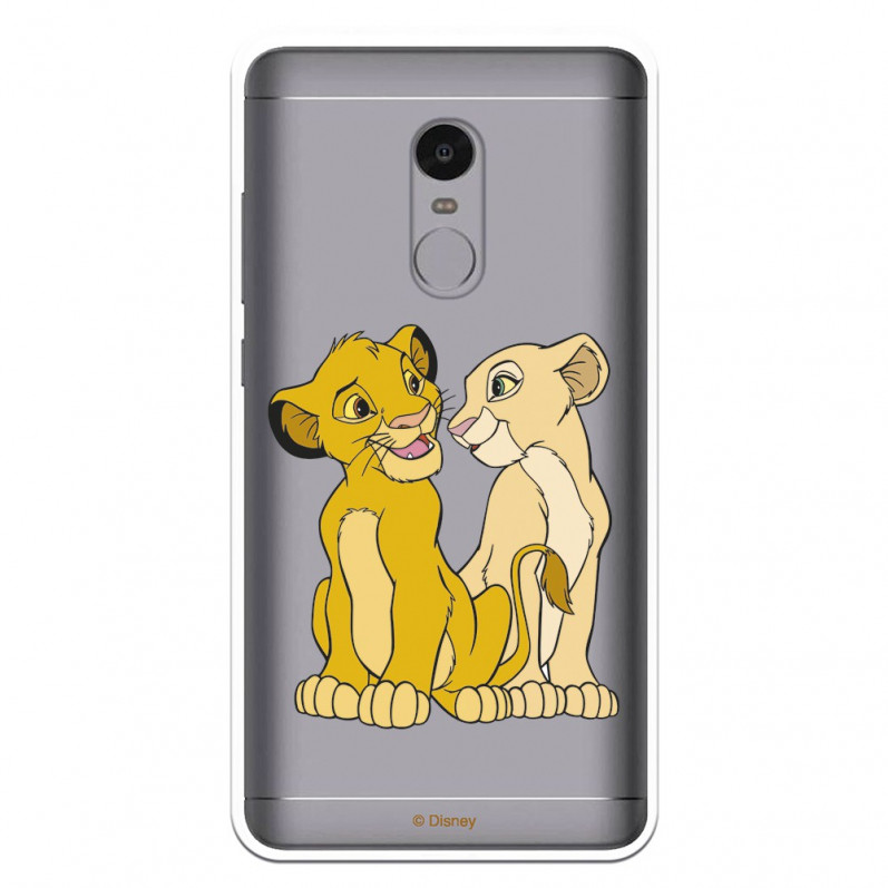 Carcasa Oficial Disney Simba y Nala transparente para Xiaomi Redmi Note 4 - El Rey León- La Casa de las Carcasas
