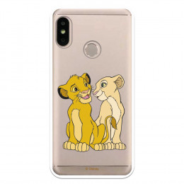 Carcasa Oficial Disney Simba y Nala transparente para Xiaomi Mi A2 Lite - El Rey León- La Casa de las Carcasas