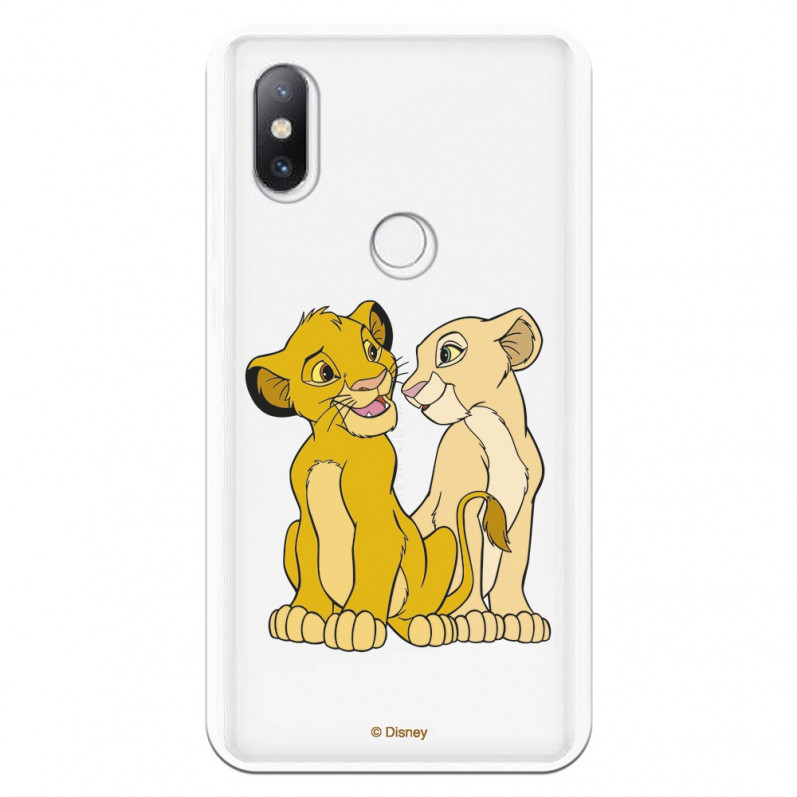 Carcasa Oficial Disney Simba y Nala transparente para Xiaomi Mi Mix 2S - El Rey León- La Casa de las Carcasas