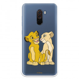 Carcasa Oficial Disney Simba y Nala transparente para Pocophone F1 - El Rey León- La Casa de las Carcasas