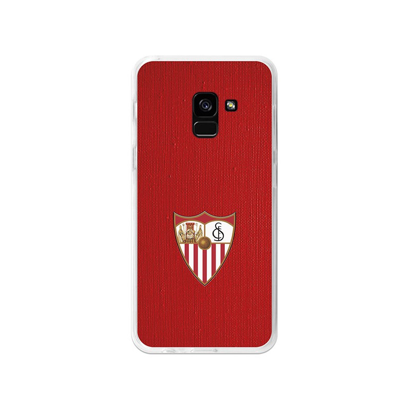 Coque Officielle Sevilla FC Écusson Couleur Fond Rouge pour Samsung Galaxy A8 2018