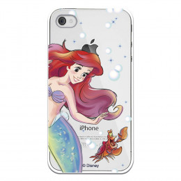 Carcasa Oficial Disney Sirenita y Sebastián Transparente para iPhone 4S - La Sirenita- La Casa de las Carcasas