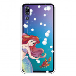 Carcasa Oficial Disney Sirenita y Sebastián Transparente para Huawei P20 Pro - La Sirenita- La Casa de las Carcasas