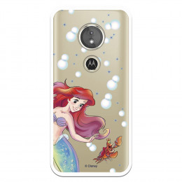 Carcasa Oficial Disney Sirenita y Sebastián Transparente para Motorola Moto E5 - La Sirenita- La Casa de las Carcasas