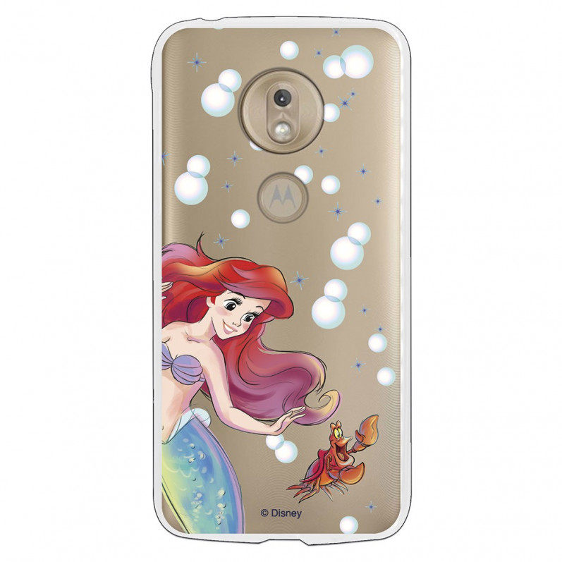 Carcasa Oficial Disney Sirenita y Sebastián Transparente para Motorola Moto G7 Play - La Sirenita- La Casa de las Carcasas
