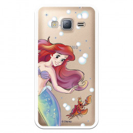 Carcasa Oficial Disney Sirenita y Sebastián Transparente para Samsung Galaxy J3 - La Sirenita- La Casa de las Carcasas