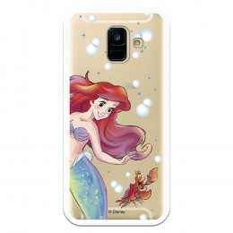 Carcasa Oficial Disney Sirenita y Sebastián Transparente para Samsung Galaxy A6 2018 - La Sirenita- La Casa de las Carcasas
