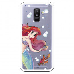 Carcasa Oficial Disney Sirenita y Sebastián Transparente para Samsung Galaxy A6 Plus 2018 - La Sirenita- La Casa de las Carcasas