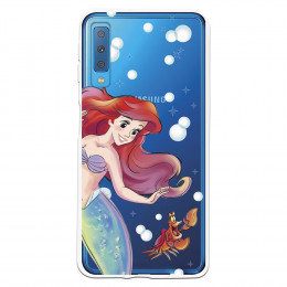 Carcasa Oficial Disney Sirenita y Sebastián Transparente para Samsung Galaxy A7 2018 - La Sirenita- La Casa de las Carcasas